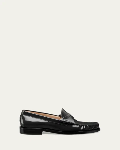 Stuart Weitzman Lottie Patent Penny Loafers In Black