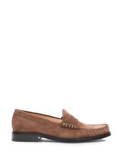 Stuart Weitzman Lottie Suede Loafers In Brown