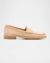 Stuart Weitzman Lottie Suede Penny Loafers In Adobe