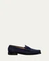 Stuart Weitzman Lottie Suede Penny Loafers In Blue