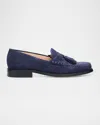 Stuart Weitzman Lottie Suede Tassel Penny Loafers In Black