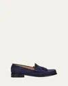 Stuart Weitzman Lottie Suede Tassel Penny Loafers In Blue