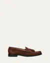 Stuart Weitzman Lottie Suede Tassel Penny Loafers In Brown