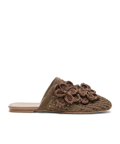 Stuart Weitzman Lotus Crochet-knit Mules In Brown