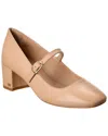 Stuart Weitzman Louise 50 Block Leather Mary Jane Pump In Beige