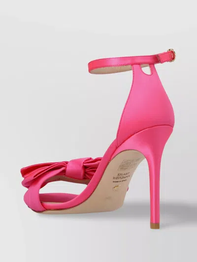 Stuart Weitzman Loveknot Bow Ankle Strap Sandals In Hot Pink