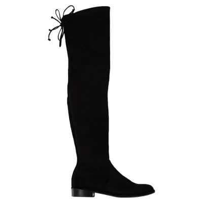 STUART WEITZMAN LOW LAND BOOTS IN BLACK SUEDE