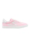 Stuart Weitzman Round Toe Suede Sneakers With Contrast Heel In White