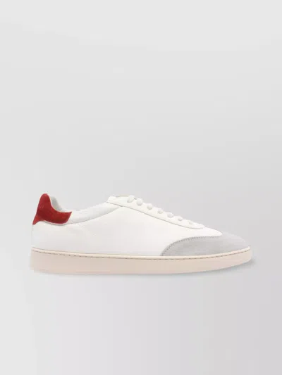 Stuart Weitzman Low Top Leather Sneakers With Suede Accents