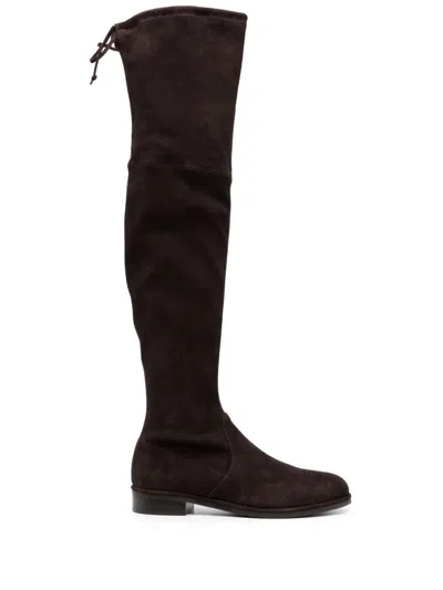 Stuart Weitzman Lowland 30mm Tie-fastening Suede Boots In Brown