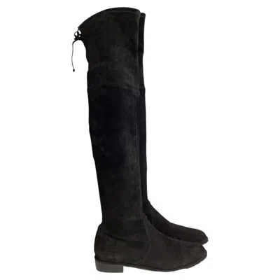 Pre-owned Stuart Weitzman Lowland Over-the-knee Boots In Black Suede