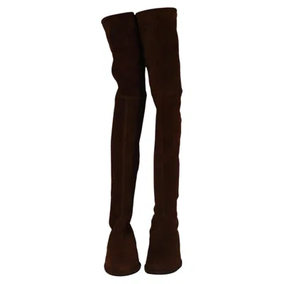 Pre-owned Stuart Weitzman Lowland Over-the-knee Boots In Brown Suede