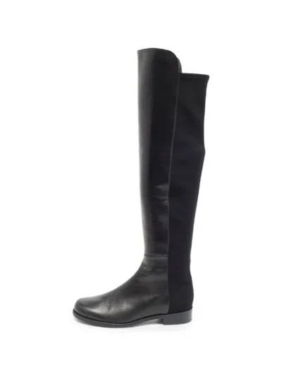 Pre-owned Stuart Weitzman Lowland Panelled Boots In Black