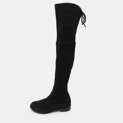 Pre-owned Stuart Weitzman Lowland Size 36.5 Black Suede Over The Knee Boots