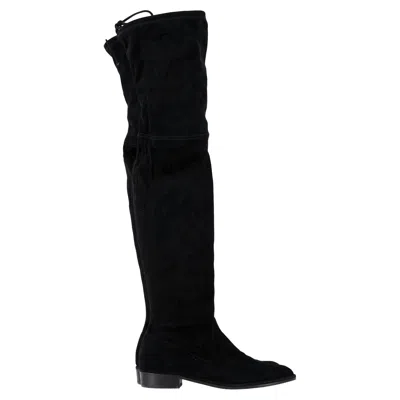 Stuart Weitzman Lowland Stretch Over The Knee Boots In Black Suede