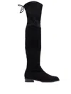 Stuart Weitzman Lowland Stretch Suede Over The Knee Boots In Black