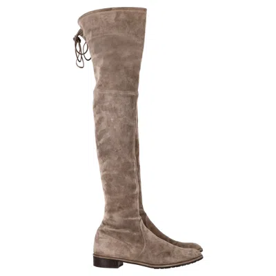 Stuart Weitzman Lowland Thigh-high Boots In Brown Suede
