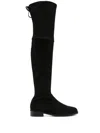 Stuart Weitzman Lowland Thigh-high Suede Boots In Black
