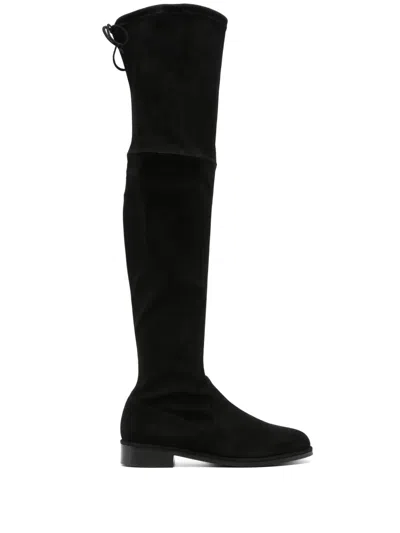 Stuart Weitzman Lowland Thigh-high Suede Boots In Black