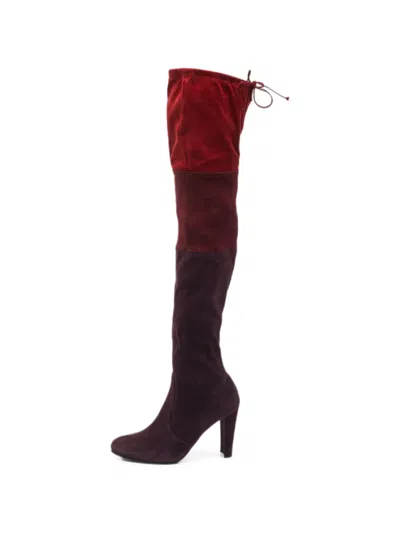 Pre-owned Stuart Weitzman Lowland Tie-back Boots In Red