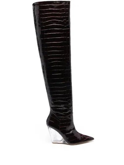 Stuart Weitzman Lucite 100mm Thigh-high Boots In Red