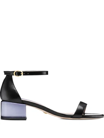 Stuart Weitzman Lucite Block-heel Sandals In Black