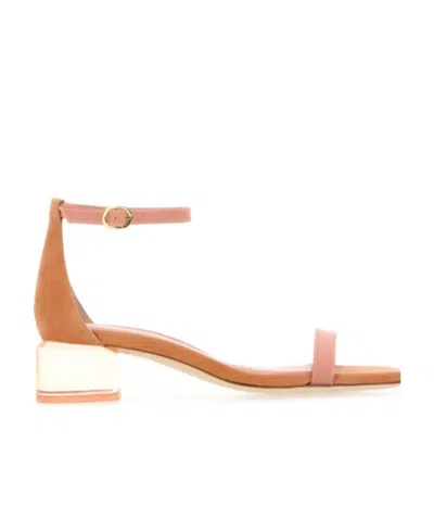 STUART WEITZMAN STUART WEITZMAN LUCITE NUDISTCURVE BLOCK HEEL SANDALS