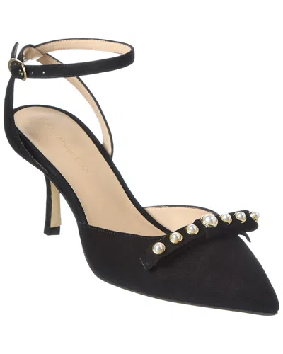 Stuart Weitzman Luella Strap 75 Suede Pump In Black