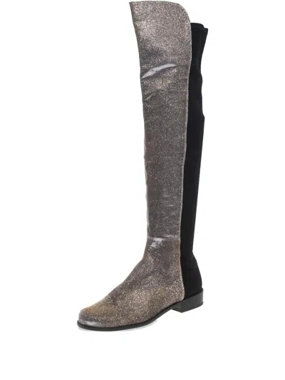 Pre-owned Stuart Weitzman Lurex Glitter Boots In Silver