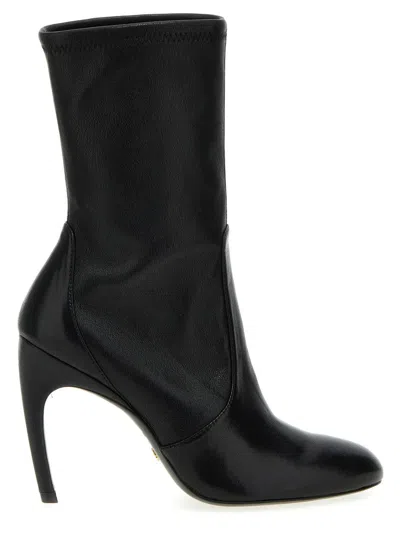 Stuart Weitzman Lux Curl Ankle Boots In Black