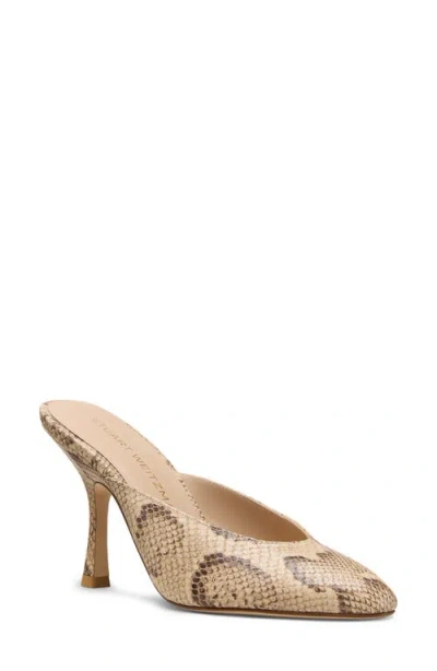 Stuart Weitzman 85mm Madison Snakeskin-print Leather Mule Pumps In Gray