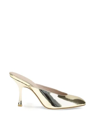 Stuart Weitzman Madison Round-toe Mules In Gold