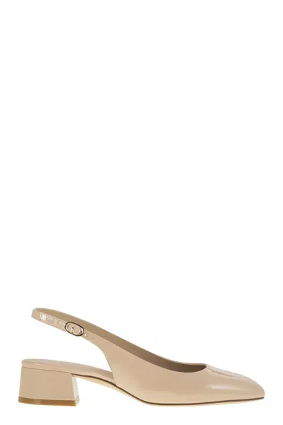 Stuart Weitzman Maeva 35 Leather Slingback Heels In Nude