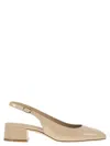 Stuart Weitzman Maeve - Lacquered Leather Slingback In Nude