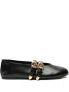 Stuart Weitzman Maeve 35 Buckle-strap Slingback Ballerinas In Black