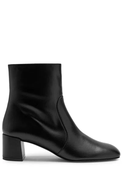 Stuart Weitzman Maeve 50 Leather Ankle Boots In Black