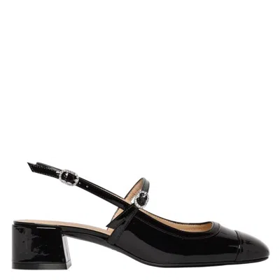Stuart Weitzman Kenna Block Slingback 45 In Black