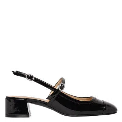 Stuart Weitzman Maeve Leather Mary Janes In Black