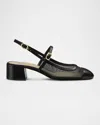 Stuart Weitzman Maeve Mesh Mary Jane Slingback Pumps In Black