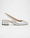 Stuart Weitzman Maeve Metallic Slingback Ballerina Pumps In Silver