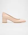 Stuart Weitzman Maeve Patent Block-heel Pumps In Barely Beige