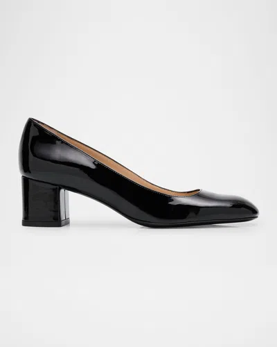 Stuart Weitzman Maeve Patent Block-heel Pumps In Black