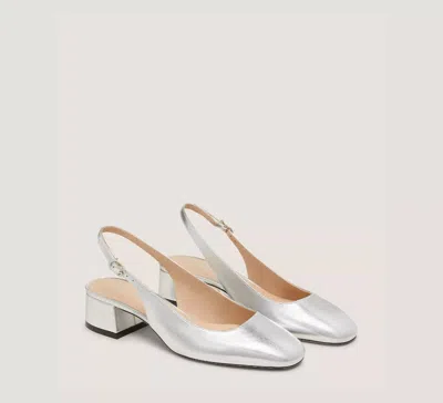 Stuart Weitzman Maeve Sk676 Pumps Silver Slingback Block Heel Jzz1265