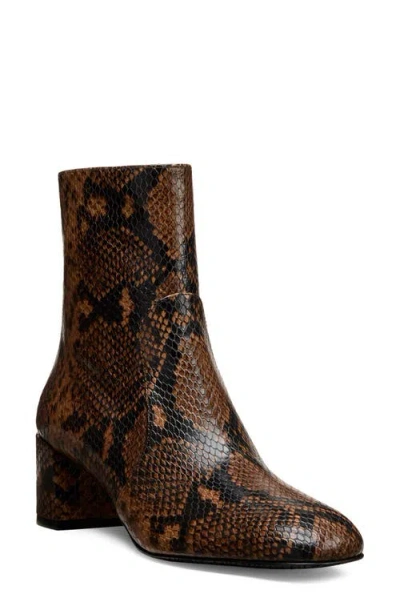 Stuart Weitzman Maeve Snakeskin Embossed Bootie In Brown