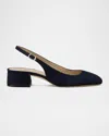 Stuart Weitzman Maeve Suede Slingback Ballerina Pumps In Blue