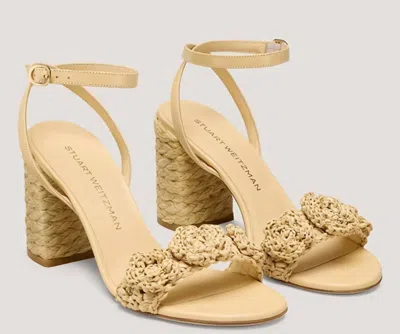 STUART WEITZMAN MAGNOLIA BLOCK HEEL IN NATURAL