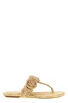 Stuart Weitzman Floral Braided Open Toe Flat Sandals