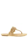 Stuart Weitzman Floral Braided Open Toe Flat Sandals In Beige