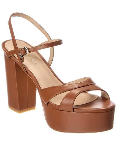 Stuart Weitzman Maia Leather Platform Sandal In Brown