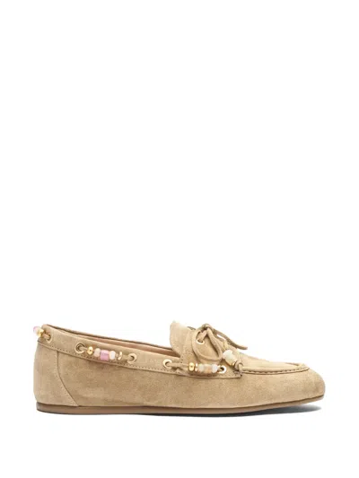 Stuart Weitzman Majorca Tinsley Bead-embellished Loafers In Neutral